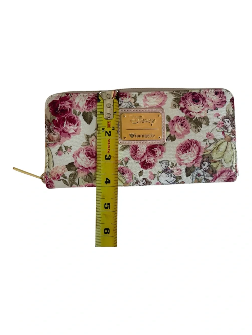 Loungefly Floral Disney Zip-Around Wallet in Pink and Cream